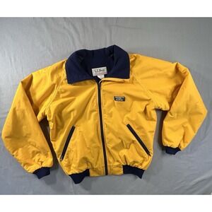 Vintage LL Bean Warm Up Jacket Yellow Blue Men's Medium 90's Bomber Y2K